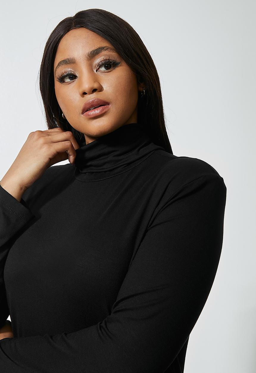 Superbalist - Cut & sew shoulder pad column dress - black