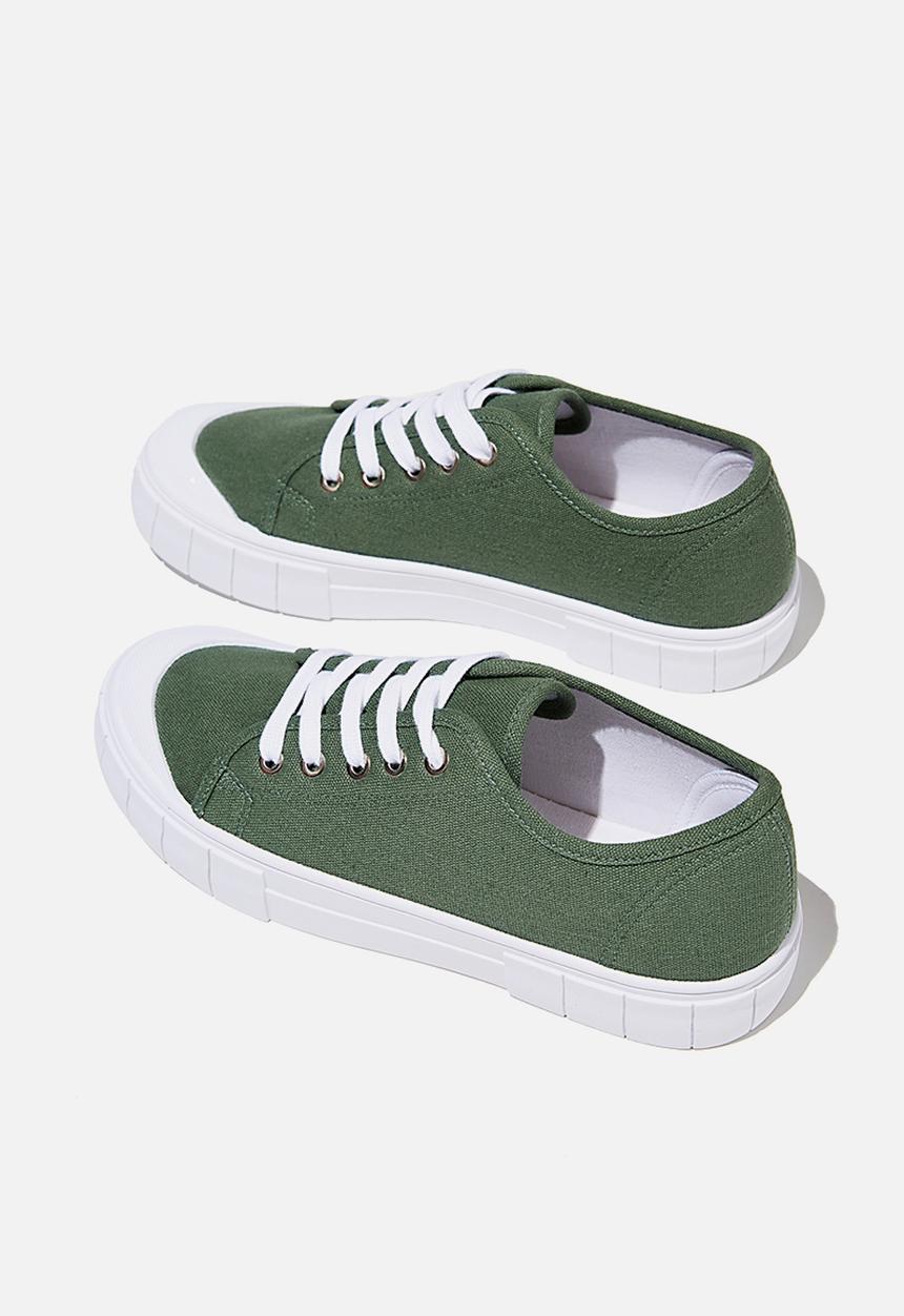 Cotton On - Peggy lace up plimsoll - forest green