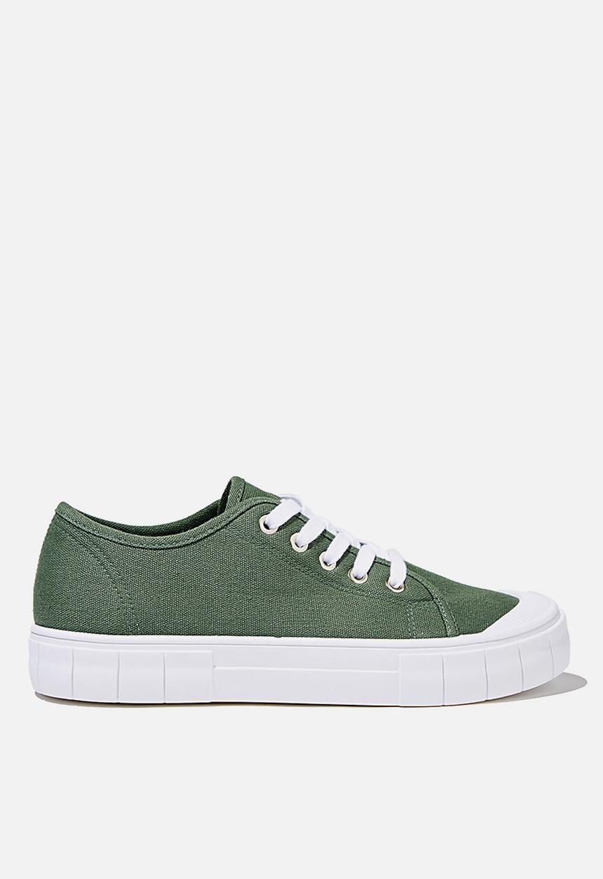 Cotton On - Peggy lace up plimsoll - forest green