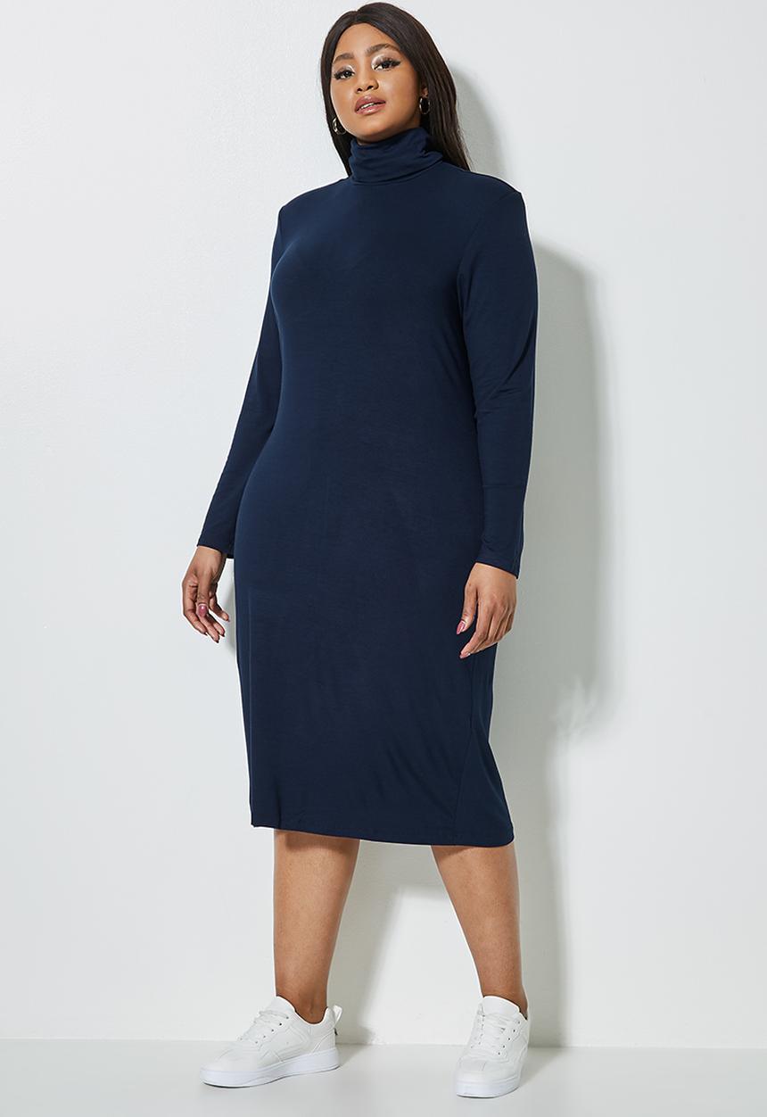 Superbalist - Cut & sew shoulder pad column dress - navy