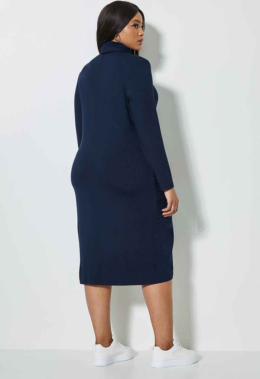 Superbalist - Cut & sew shoulder pad column dress - navy