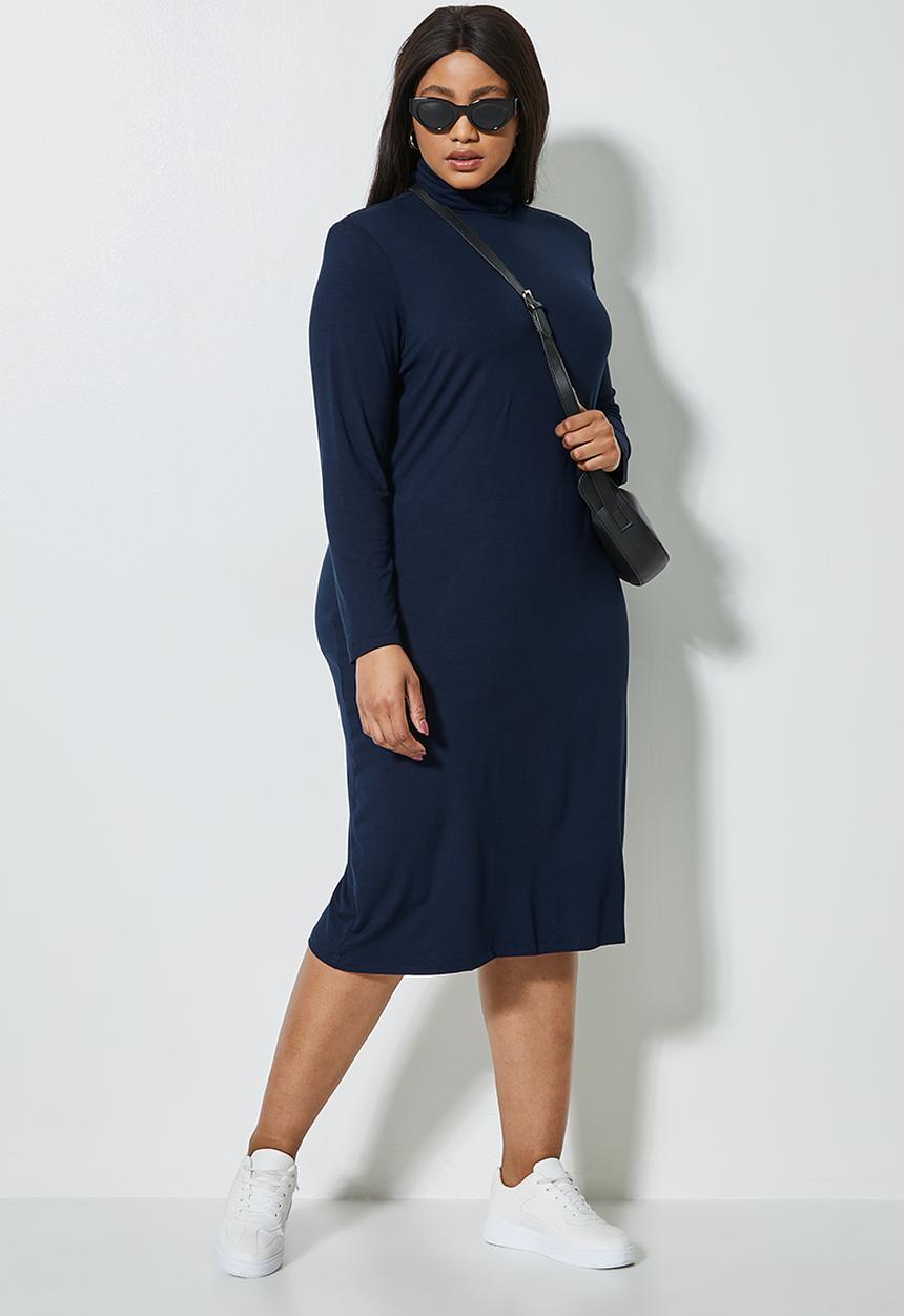 Superbalist - Cut & sew shoulder pad column dress - navy