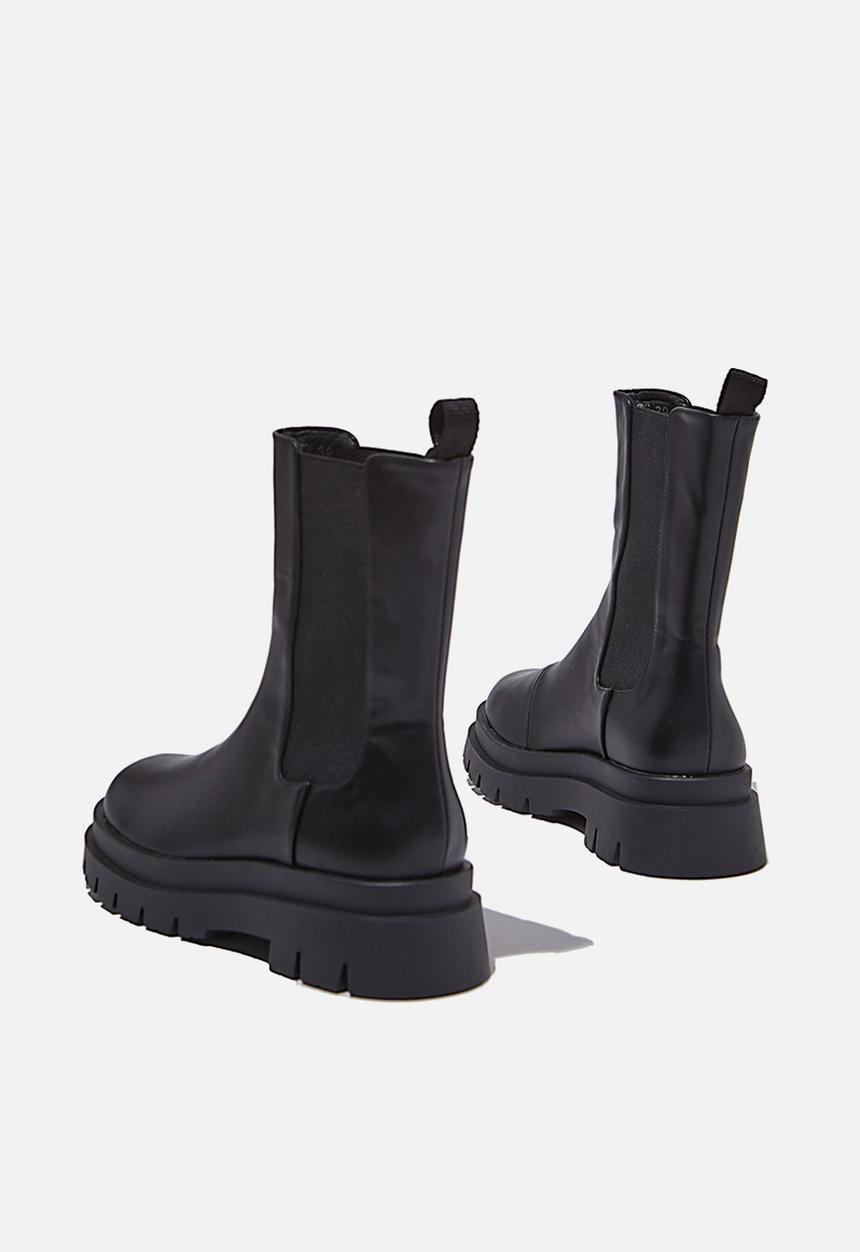 Cotton On - Maze combat midi gusset boot - black smooth