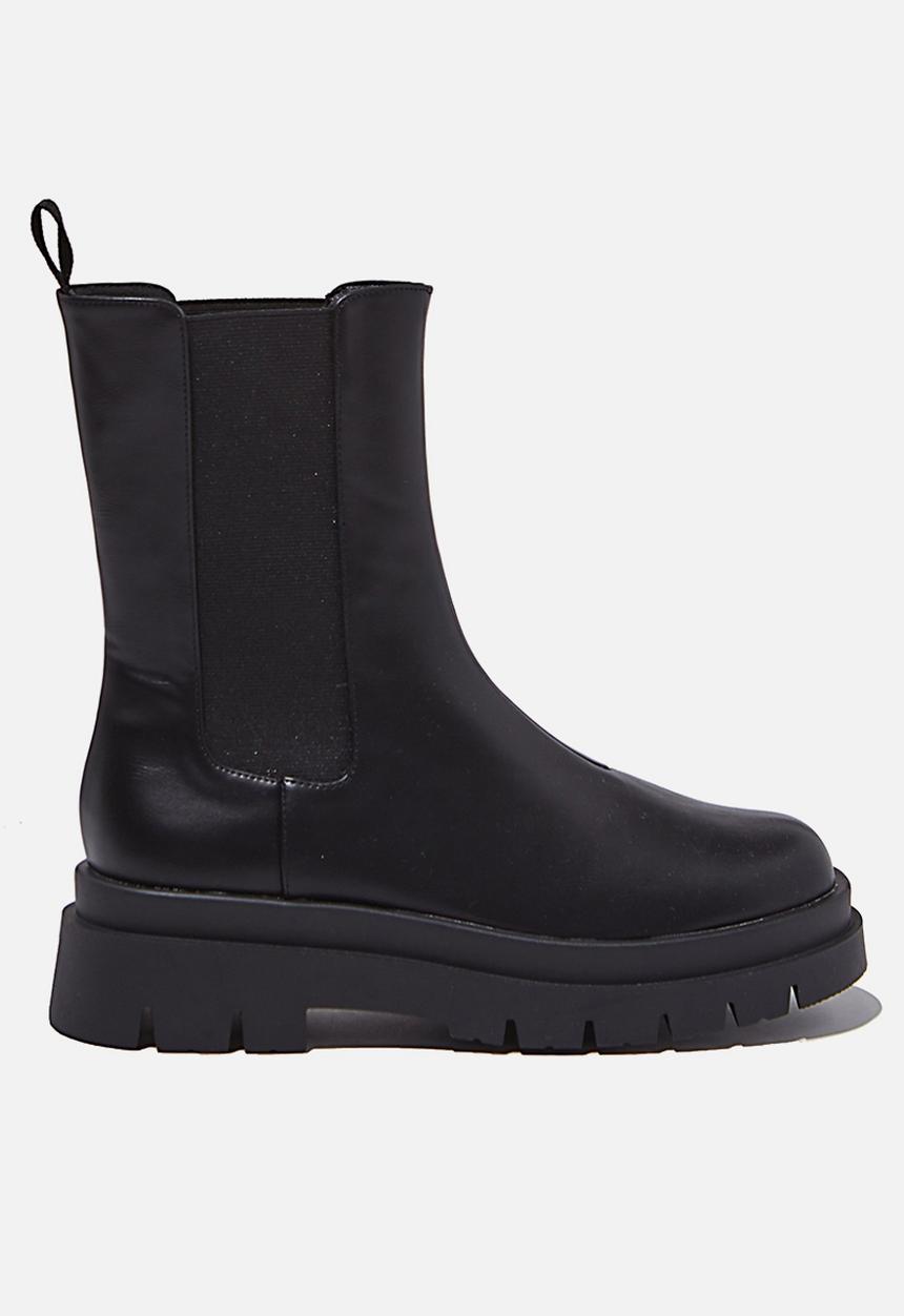 Cotton On - Maze combat midi gusset boot - black smooth