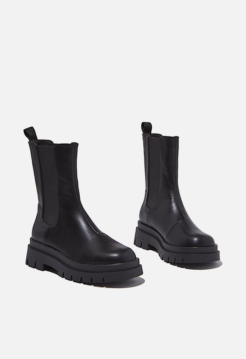 Cotton On - Maze combat midi gusset boot - black smooth