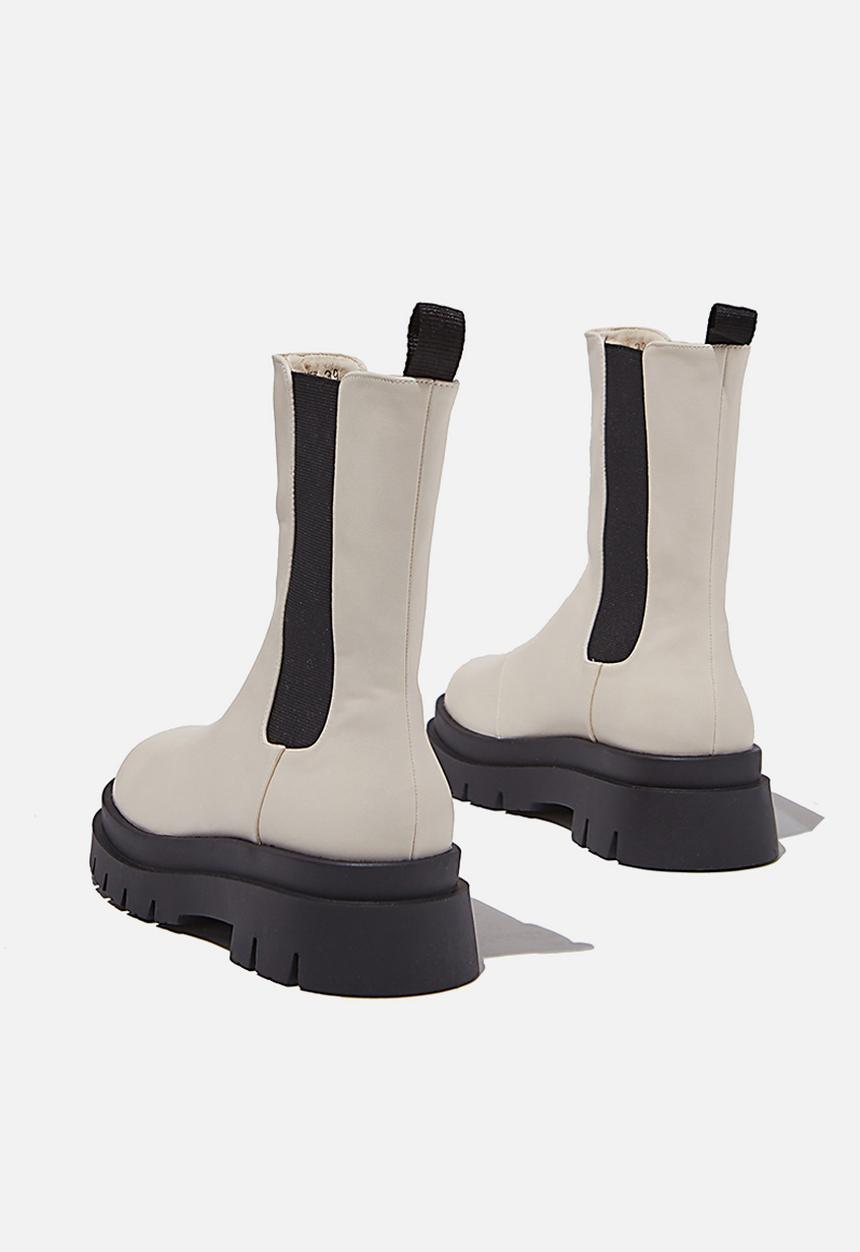 Cotton On - Maze combat midi gusset boot - ecru smooth