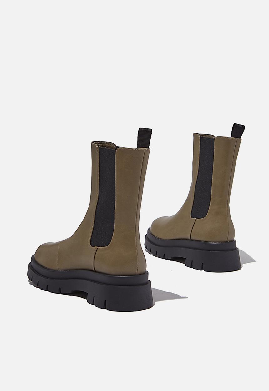 Cotton On - Maze combat midi gusset boot - olive green smooth
