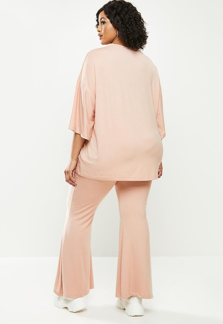Missguided - Plus flare oversized T-shirt set - neutral