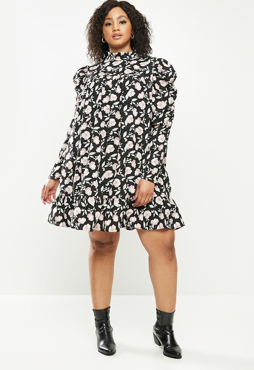 Missguided - Plus high neck smock floral dress - multi 