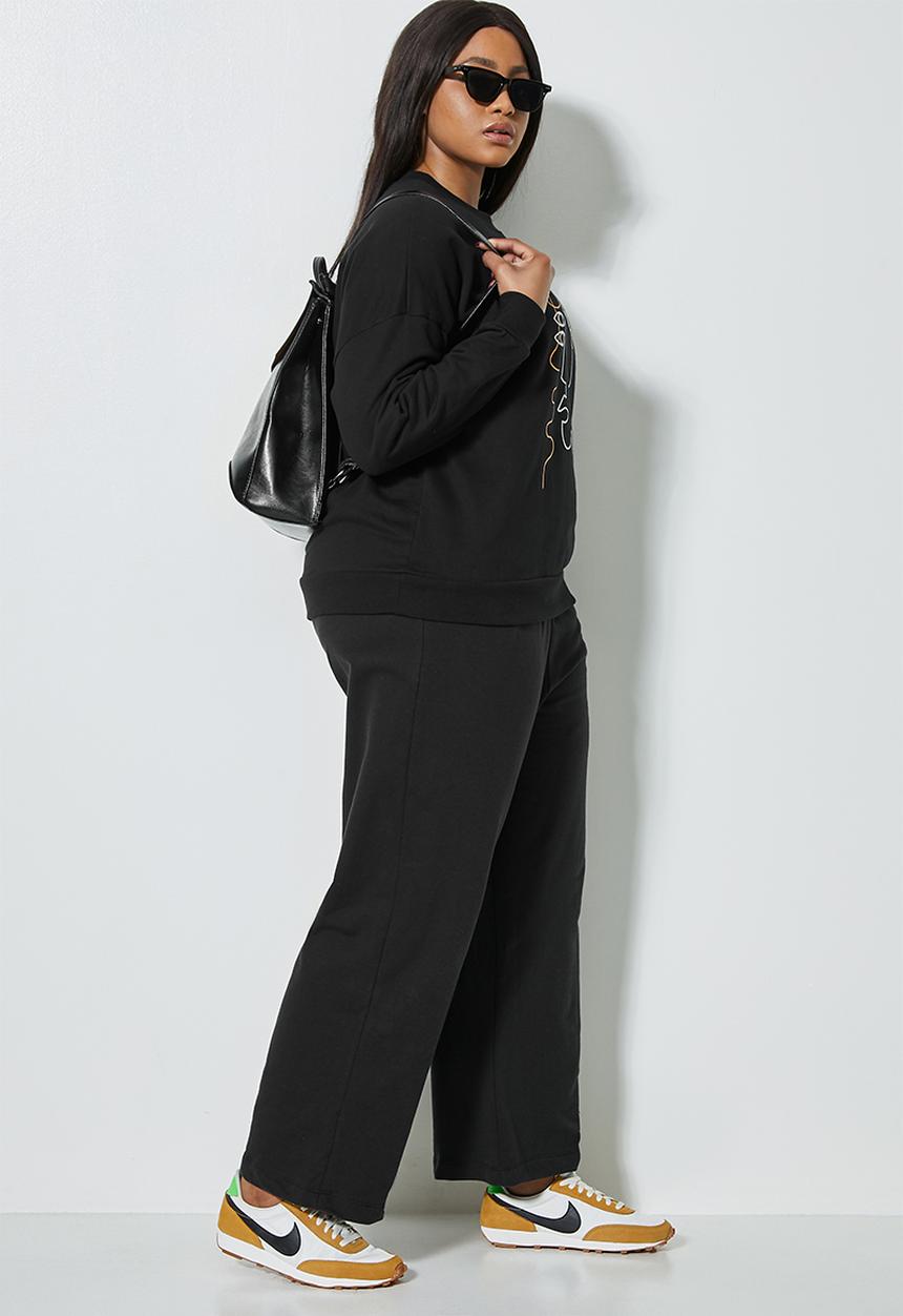 Superbalist - Wide leg track pant - black