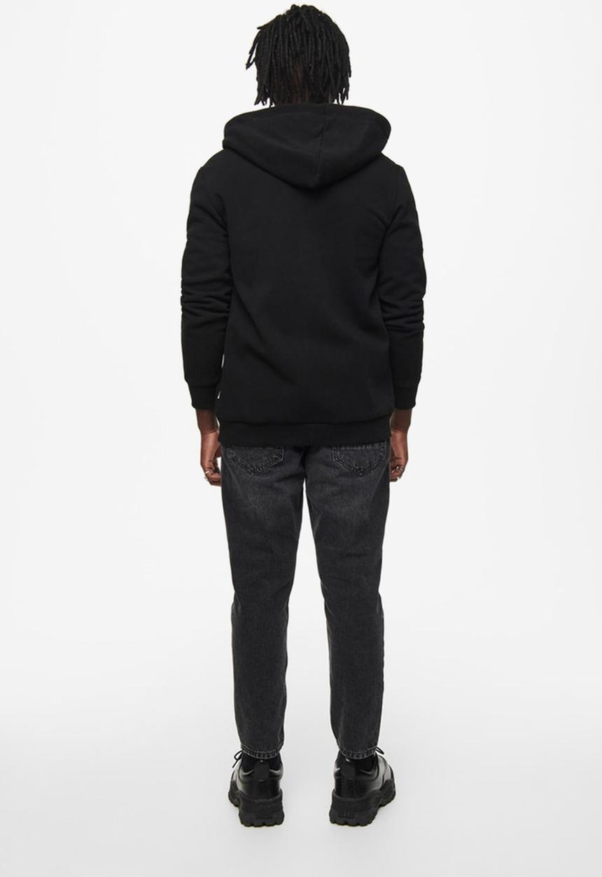 Only & Sons - Onsceres life zip thr. hoodie sweat - black