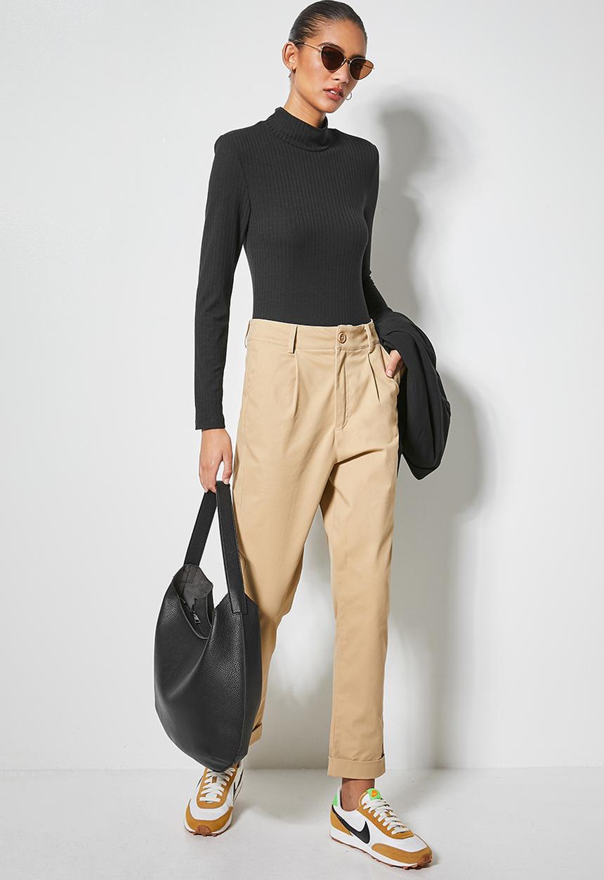 Superbalist - Rib turtleneck bodysuit with shoulder pad - black