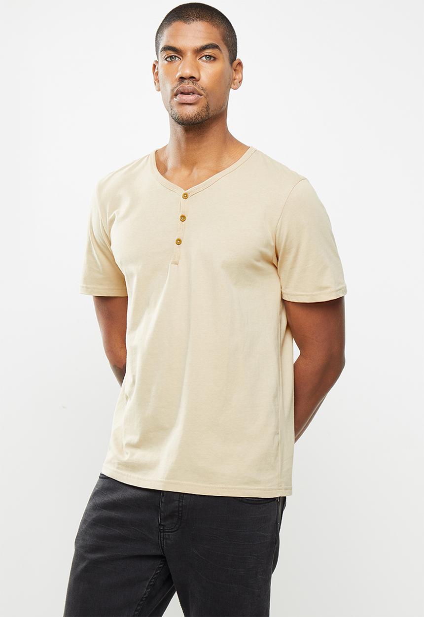 Cotton On - Essential henley T-shirt - beige