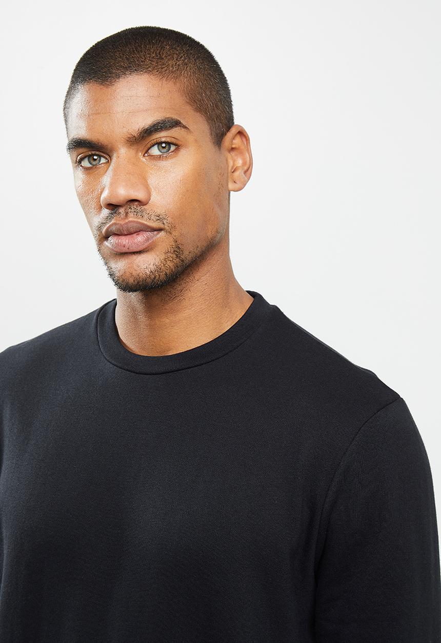 Flyersunion - Brushed fleece crew - black