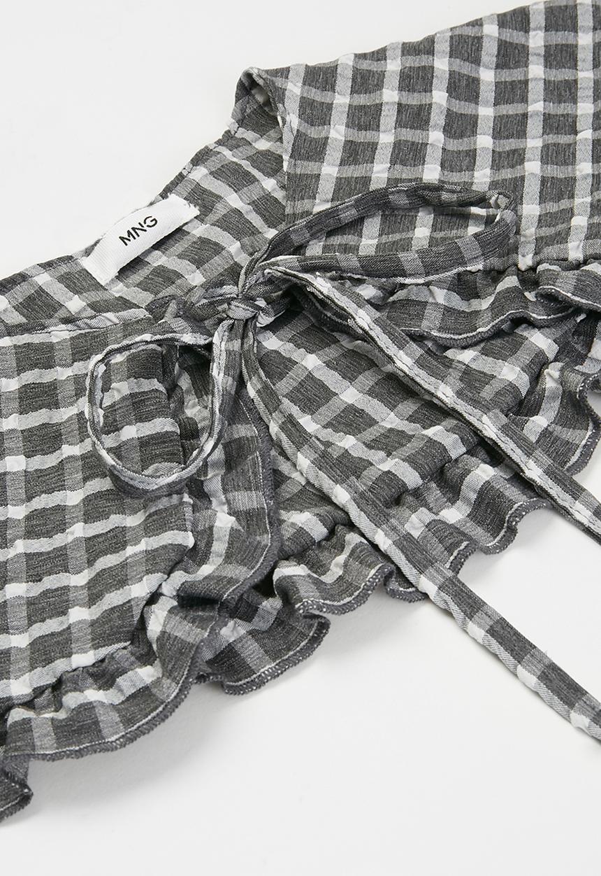 MANGO - Plaid neck scarf - grey