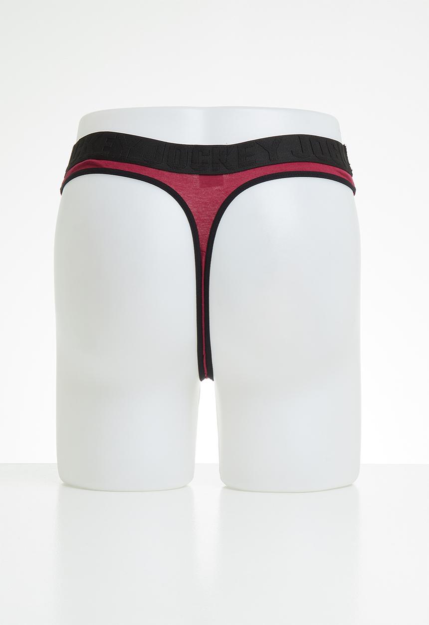 Jockey - Jockey mens g-string plain 2 pack - grey & burgundy