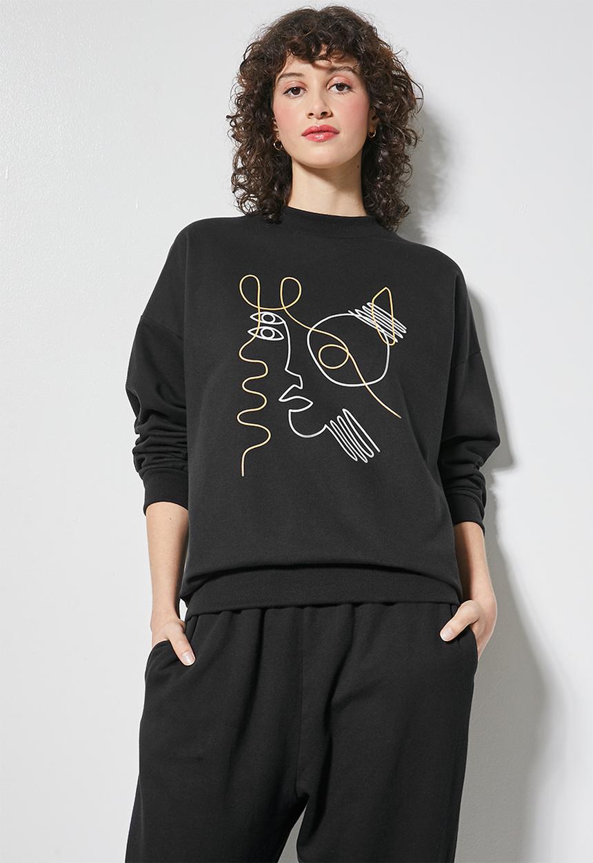 Superbalist - Graphic crew sweat - black