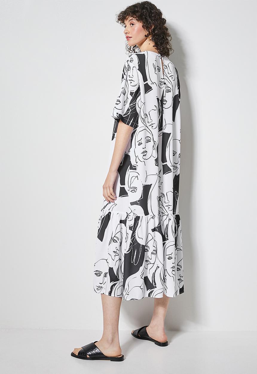 Superbalist - Single tier woven T-shirt dress-  white & black 