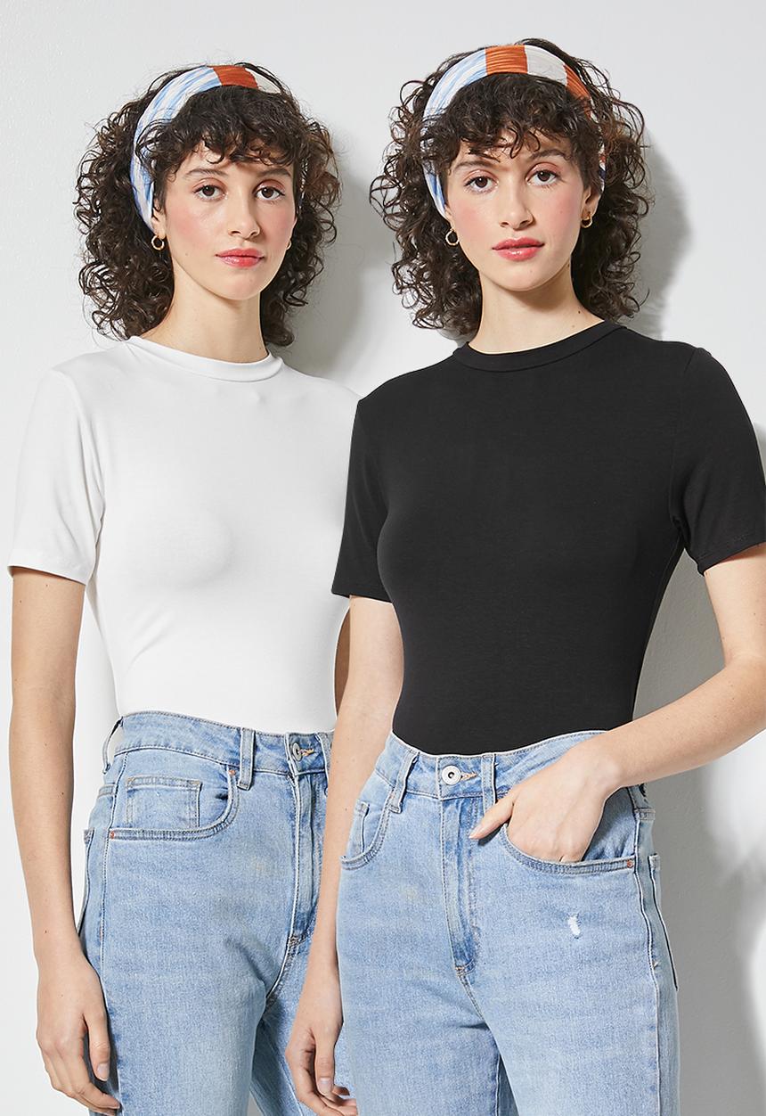 Superbalist - 2-pack crew neck T-shirt - black & white