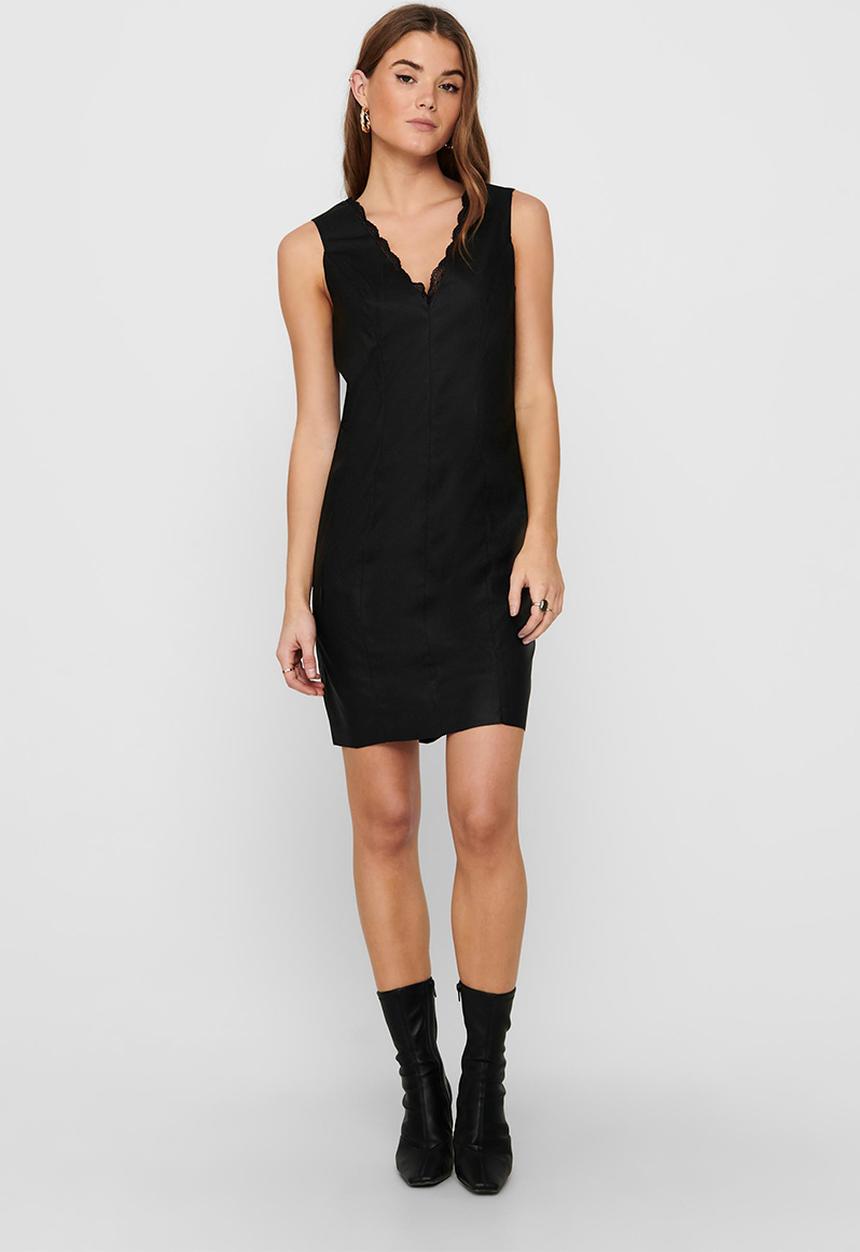 ONLY - Milla faux leather dress - black