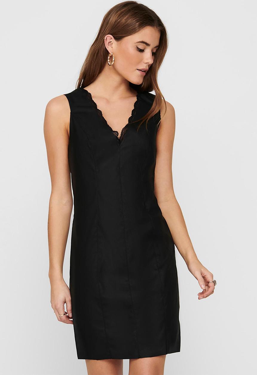 ONLY - Milla faux leather dress - black