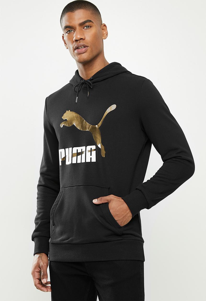 PUMA - Classics logo hoodie tr (s) - black & gold 