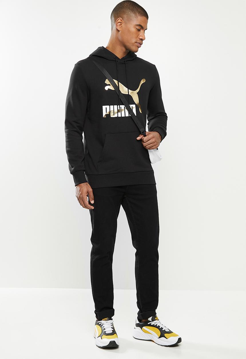 PUMA - Classics logo hoodie tr (s) - black & gold 