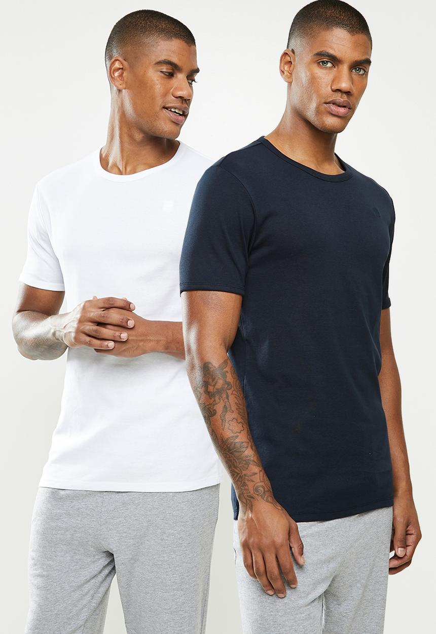 G-STAR - Base r short sleeve 2-pack tee - white & navy 