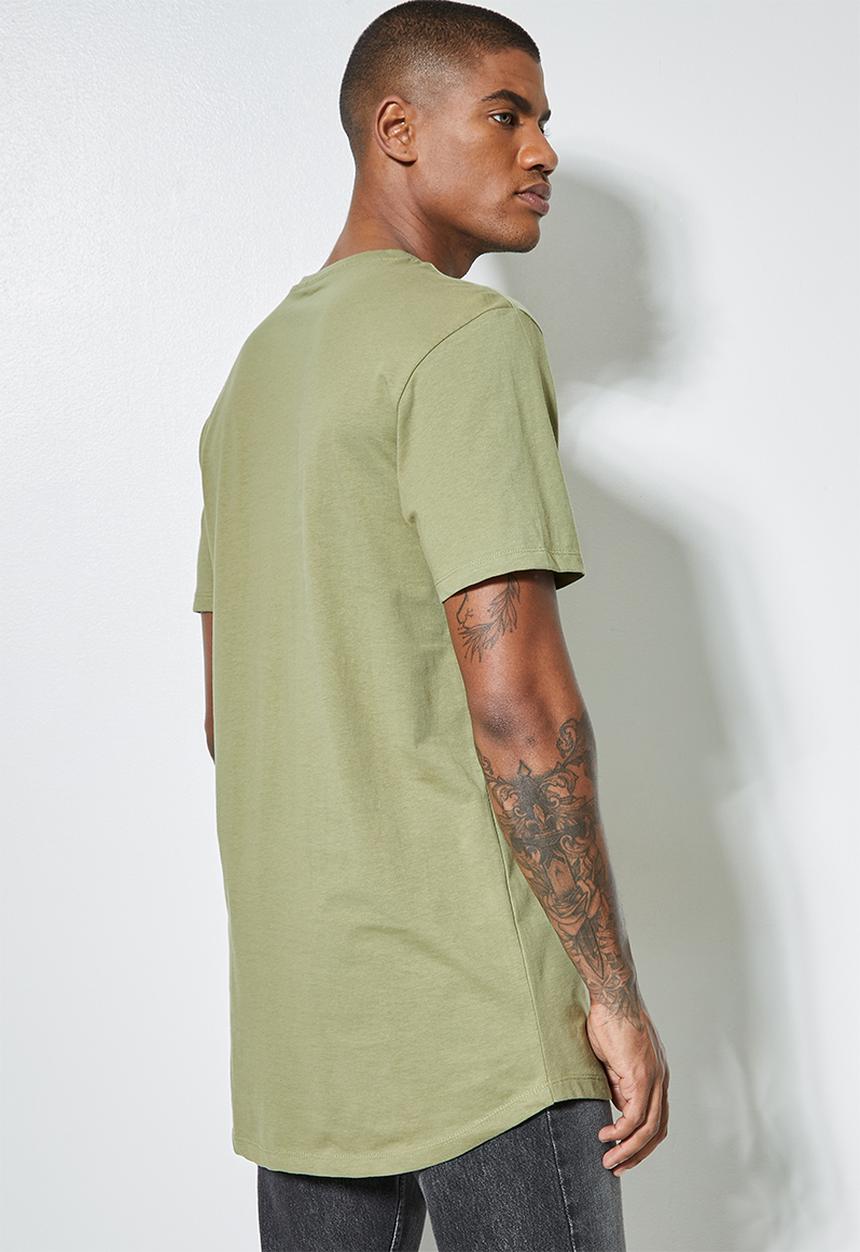 Superbalist - Barney longline curved hem tee - sage green 