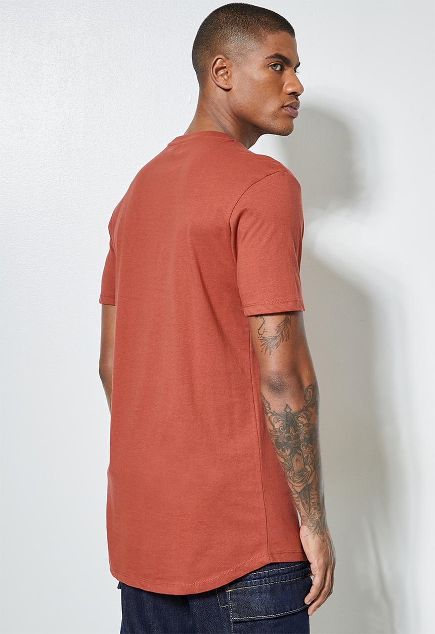 Superbalist - Barney longline curved hem tee - rust