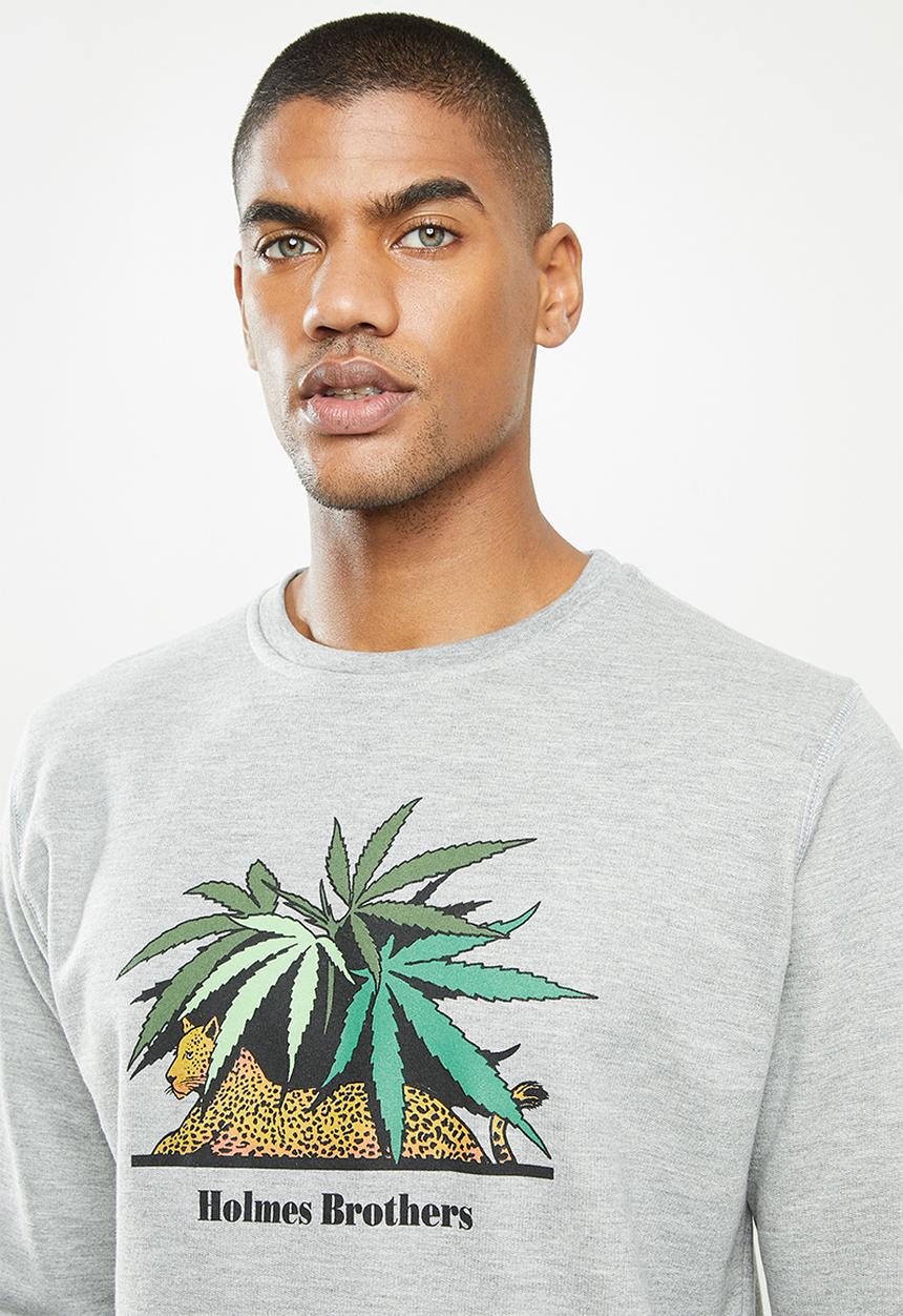 Holmes Bro's - Mellow leopard basic sweat - dirty grey 
