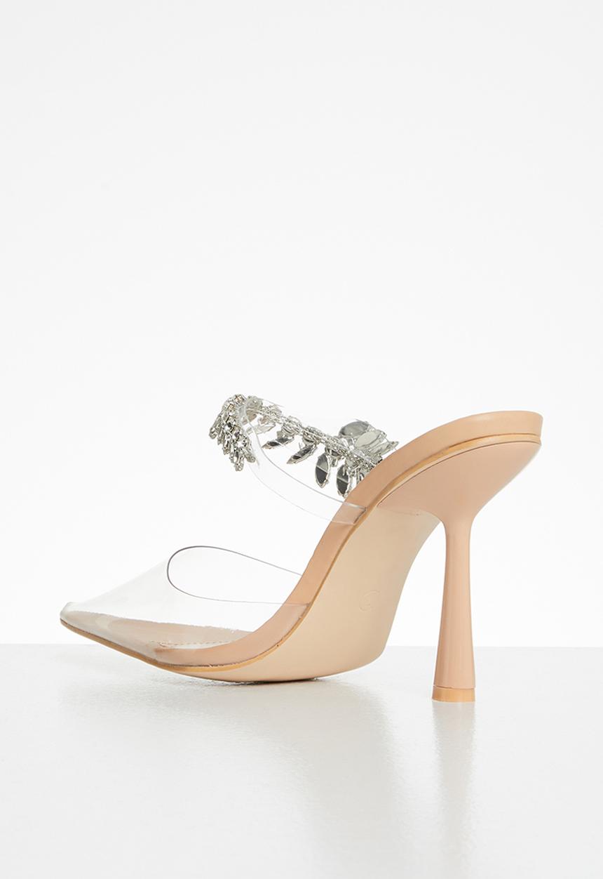 Public Desire - Girlfriend embellishment stiletto slip on heel - neutral