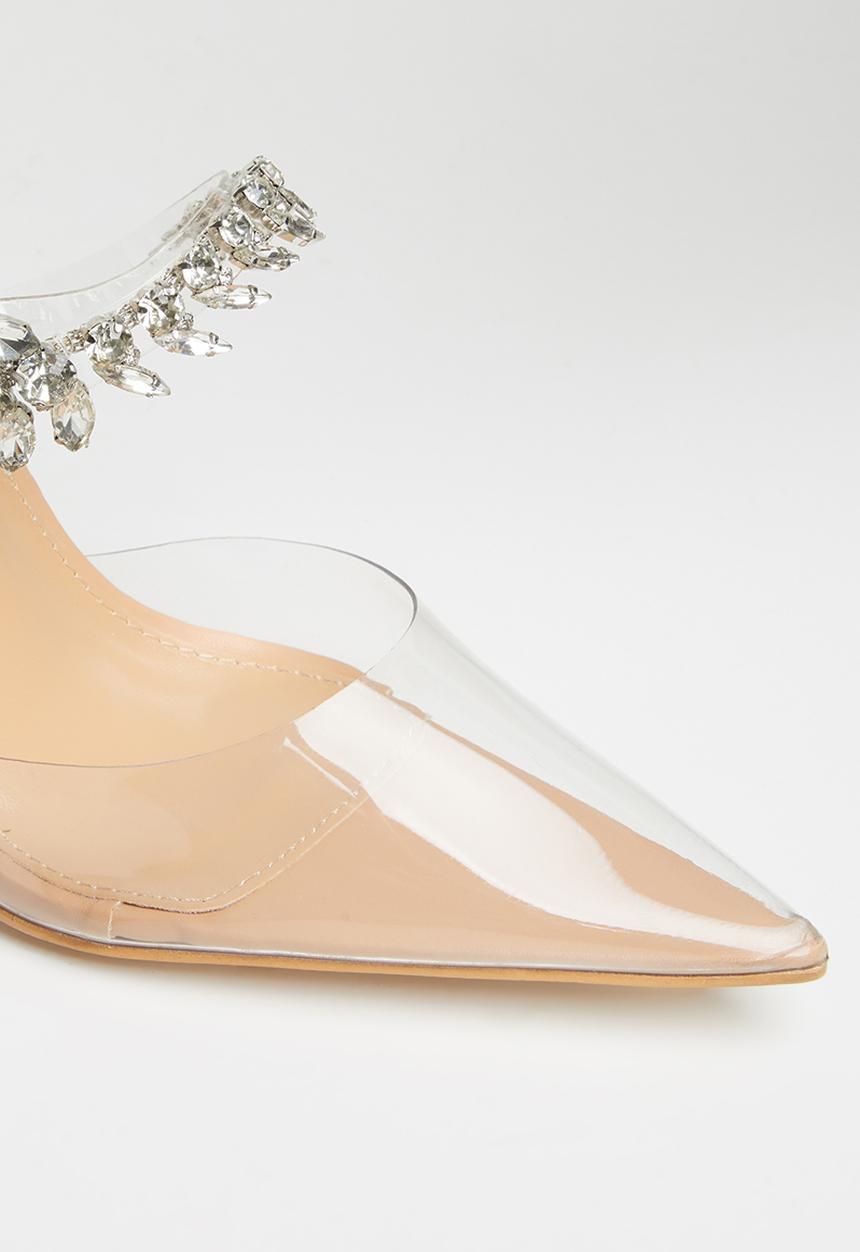Public Desire - Girlfriend embellishment stiletto slip on heel - neutral