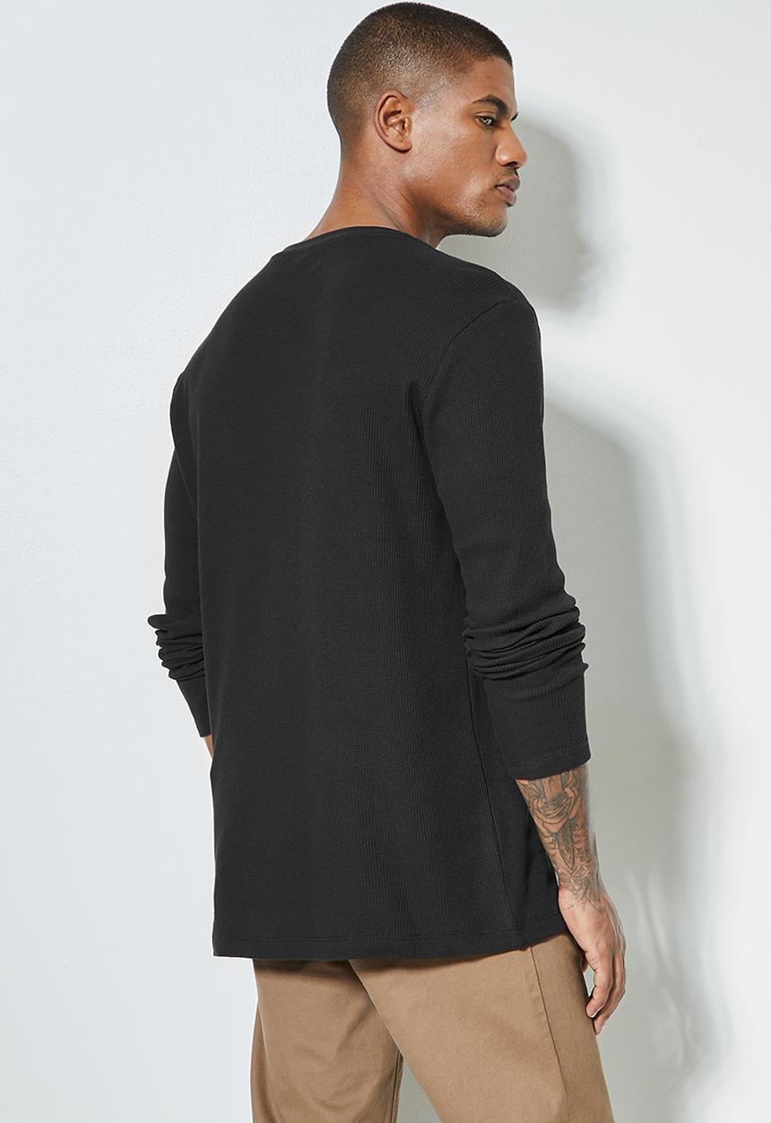 Superbalist - 2-Pack dylan long sleeve textured pocket tee - black