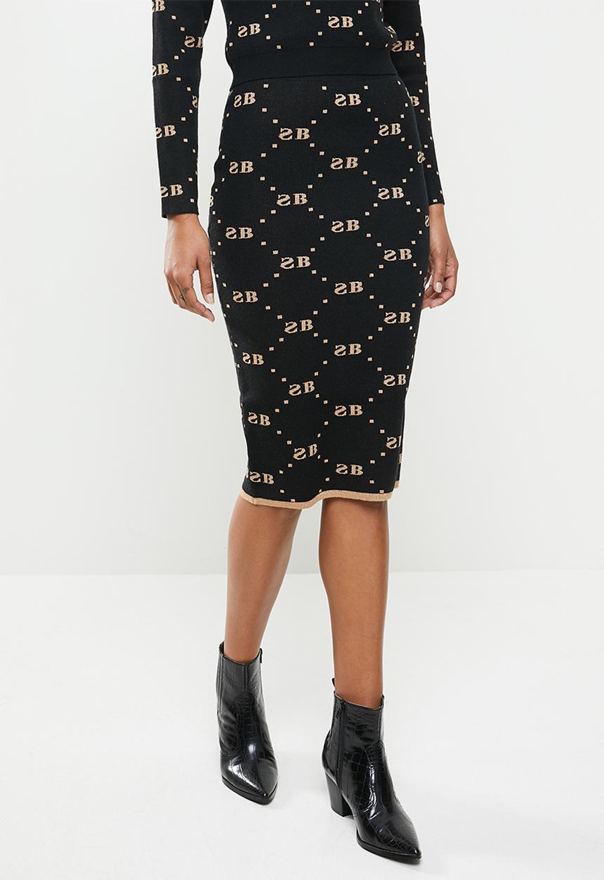 SISSY BOY - Babette: knit skirt with glitter repeat logo - black