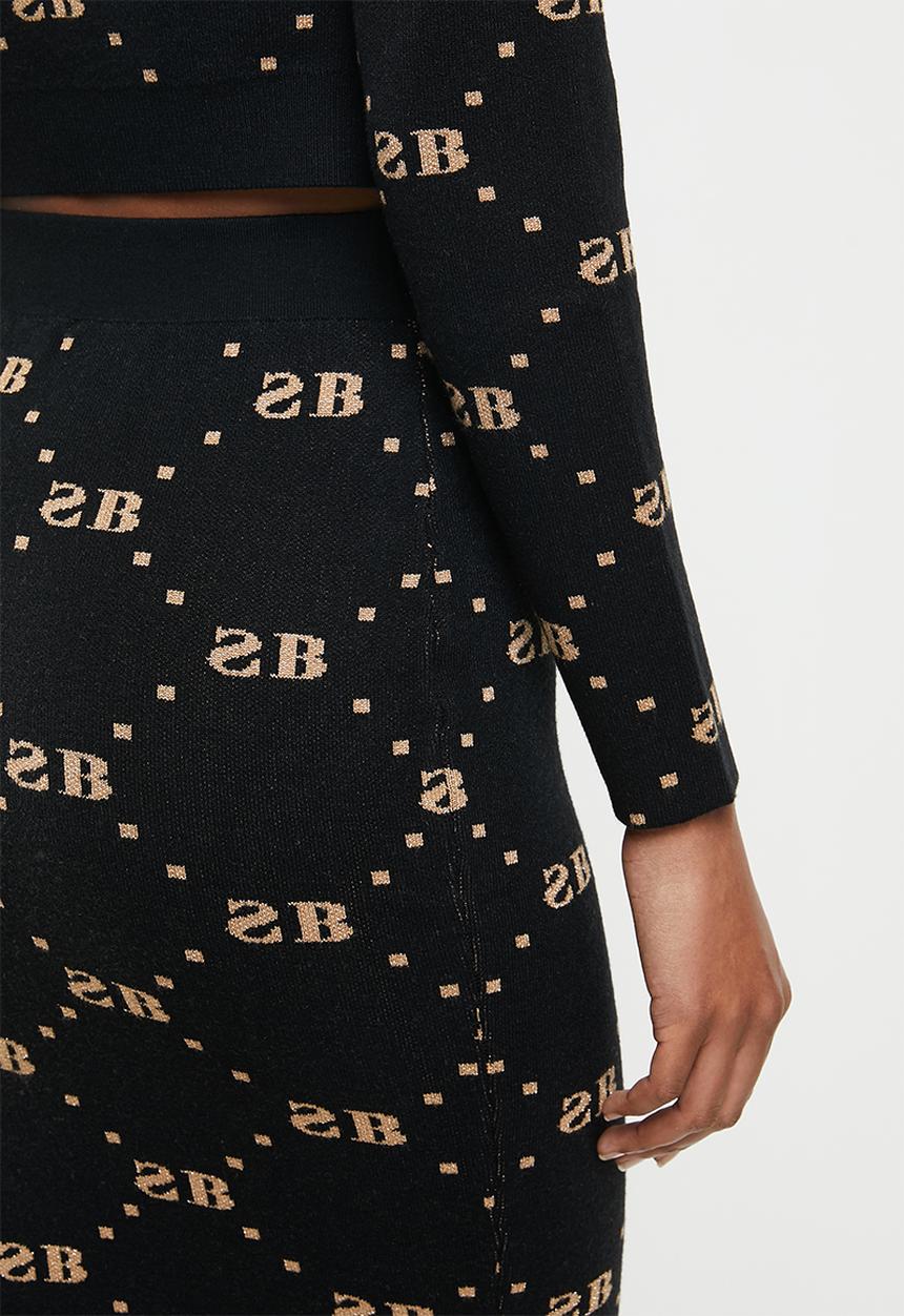 SISSY BOY - Babette: knit skirt with glitter repeat logo - black