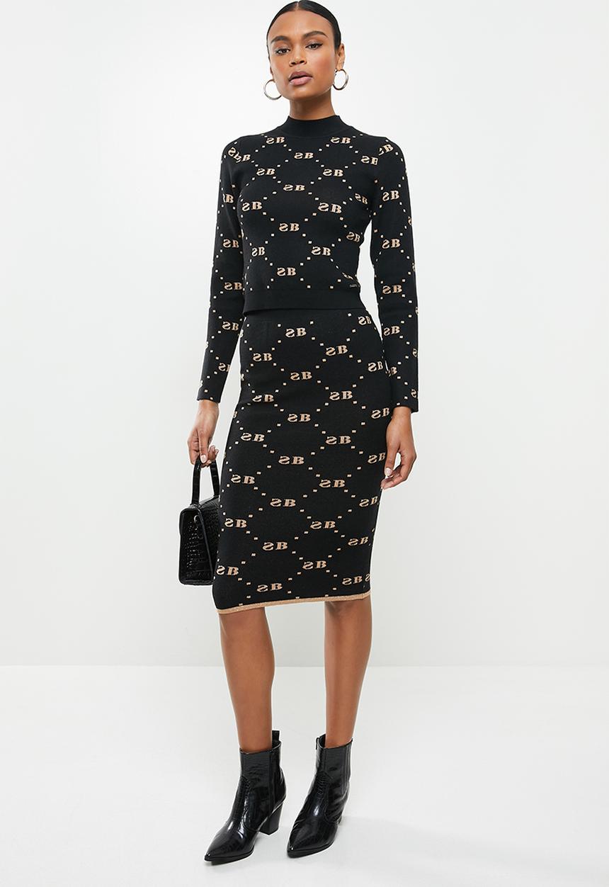SISSY BOY - Babette: knit skirt with glitter repeat logo - black