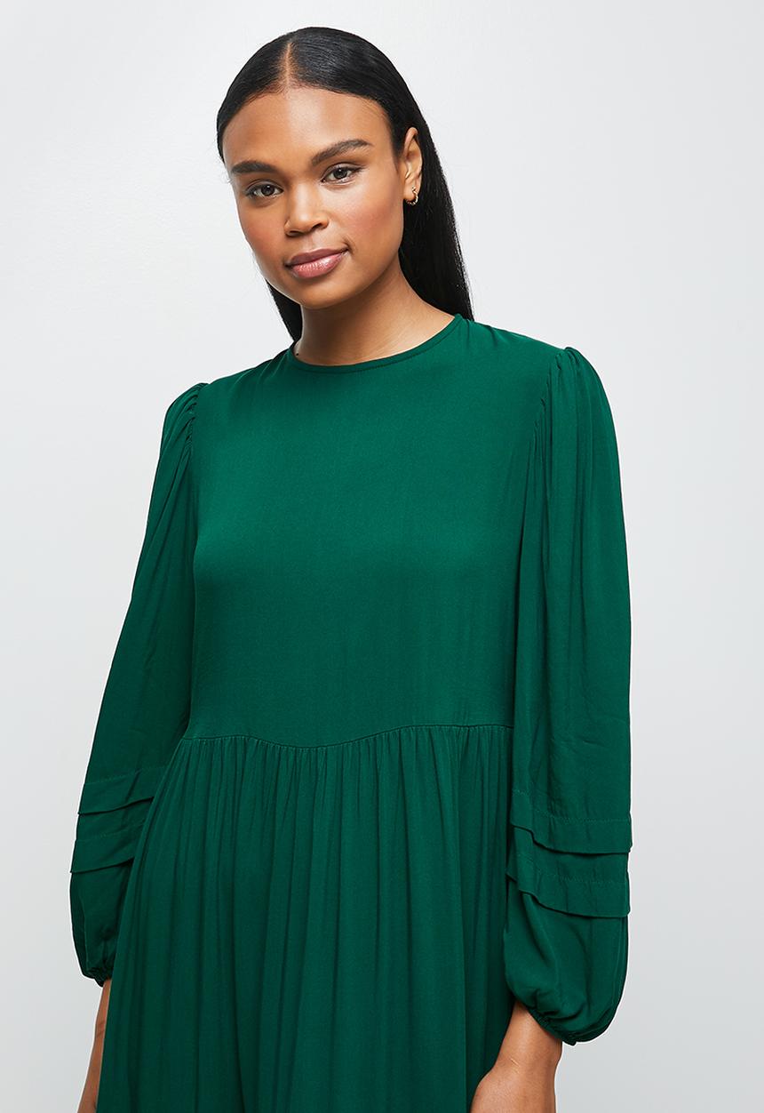 edit - Pleated detail tiered maxi - green