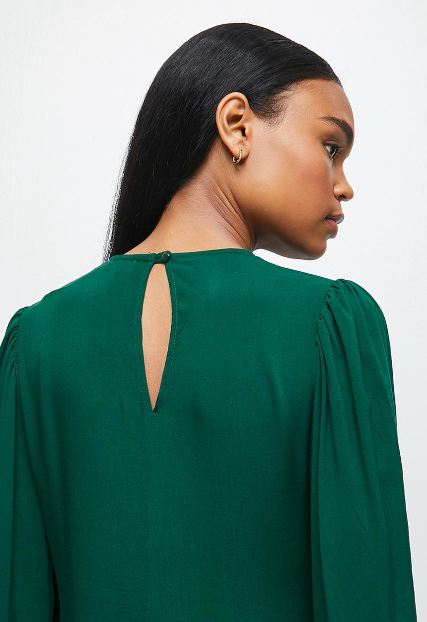 edit - Pleated detail tiered maxi - green