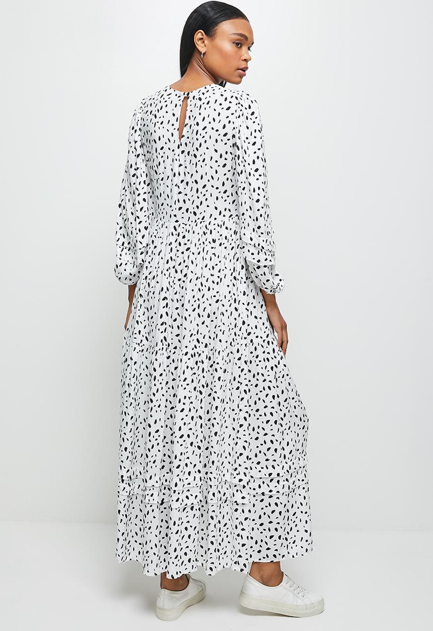edit - Pleated detail tiered maxi - white & black 