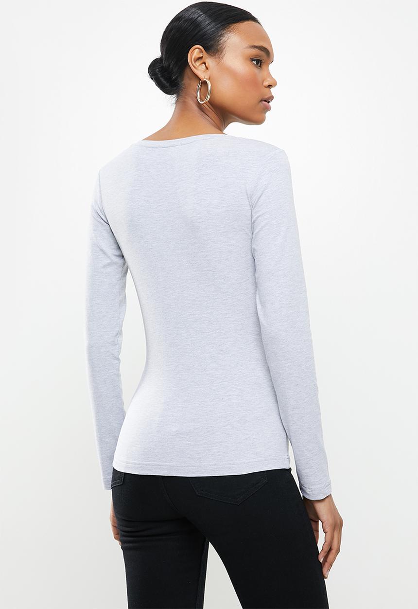 SISSY BOY - Eva: dramatic bling logo top with long sleeves - grey 