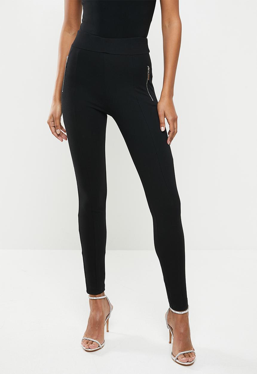 SISSY BOY - Valery:high rise legging with front metal zip - black