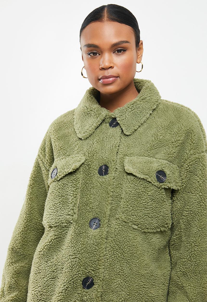 Missguided - Longline borg jacket - sage