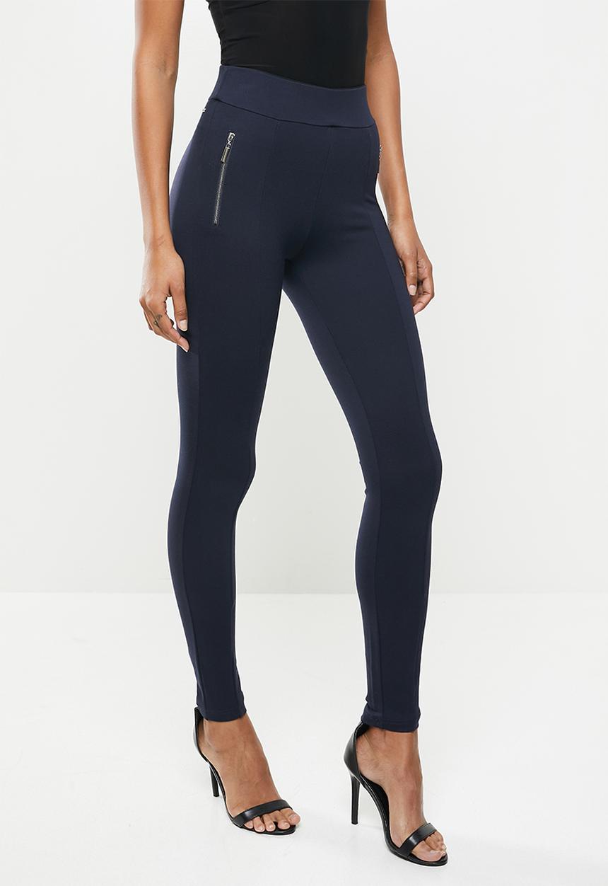SISSY BOY - Valery:high rise legging with front metal zip - navy