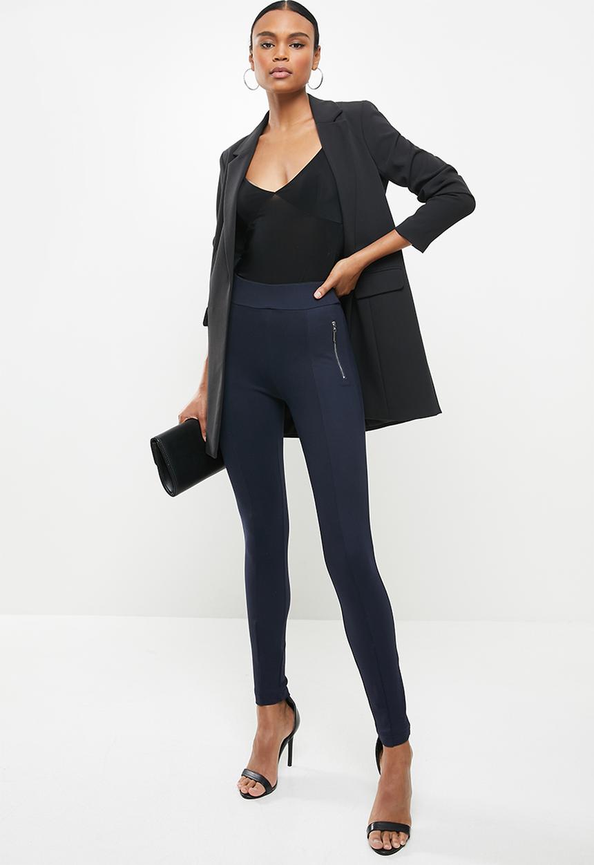 SISSY BOY - Valery:high rise legging with front metal zip - navy
