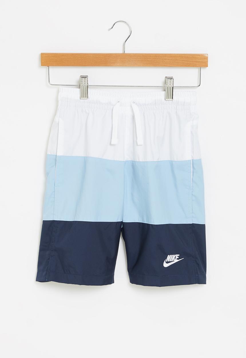 Nike - B nsw short woven block  - white/psychic blue/midnight navy/white