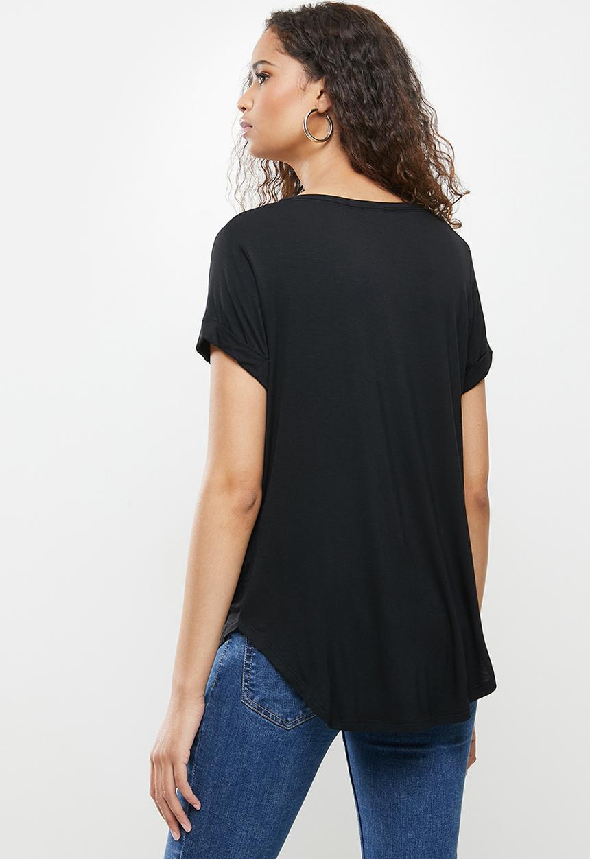 Cotton On - Karly short sleeve v-neck top - black