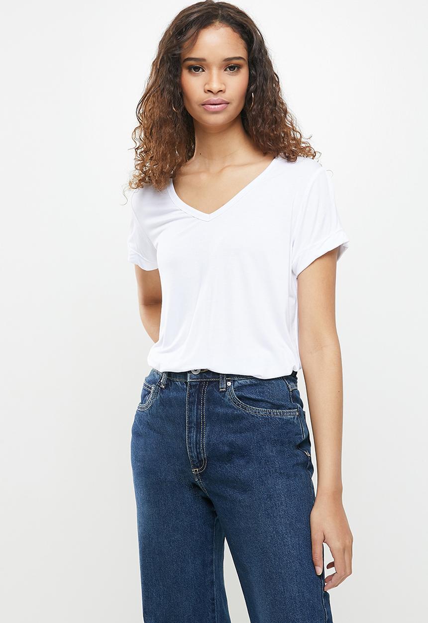 Cotton On - Karly short sleeve v-neck top - white