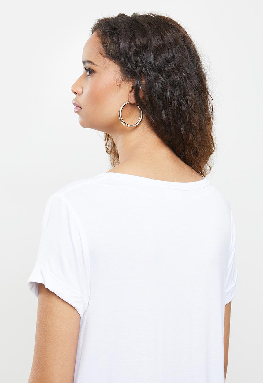 Cotton On - Karly short sleeve v-neck top - white