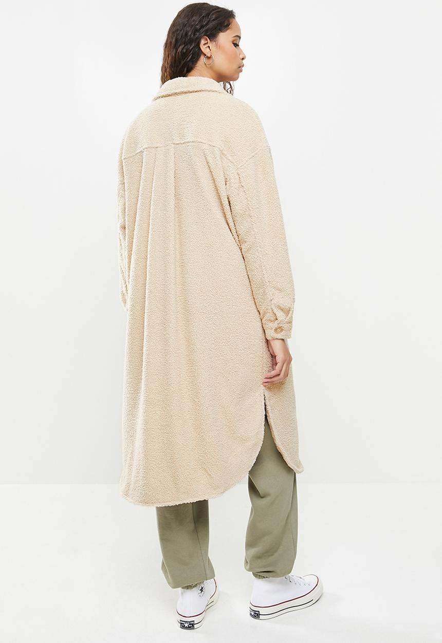 Cotton On - Cosy cabin longline teddy shacket - neutral 